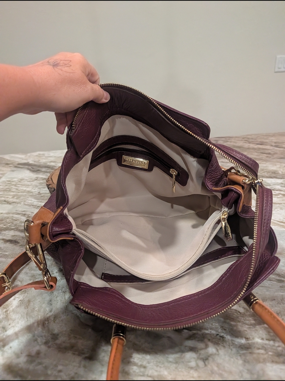 Valentina Plum Leather Bag - Picture 7 of 13